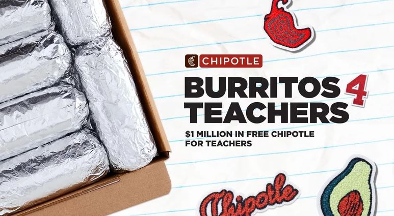  Teacher Eligible Free Chipotle Burrito
